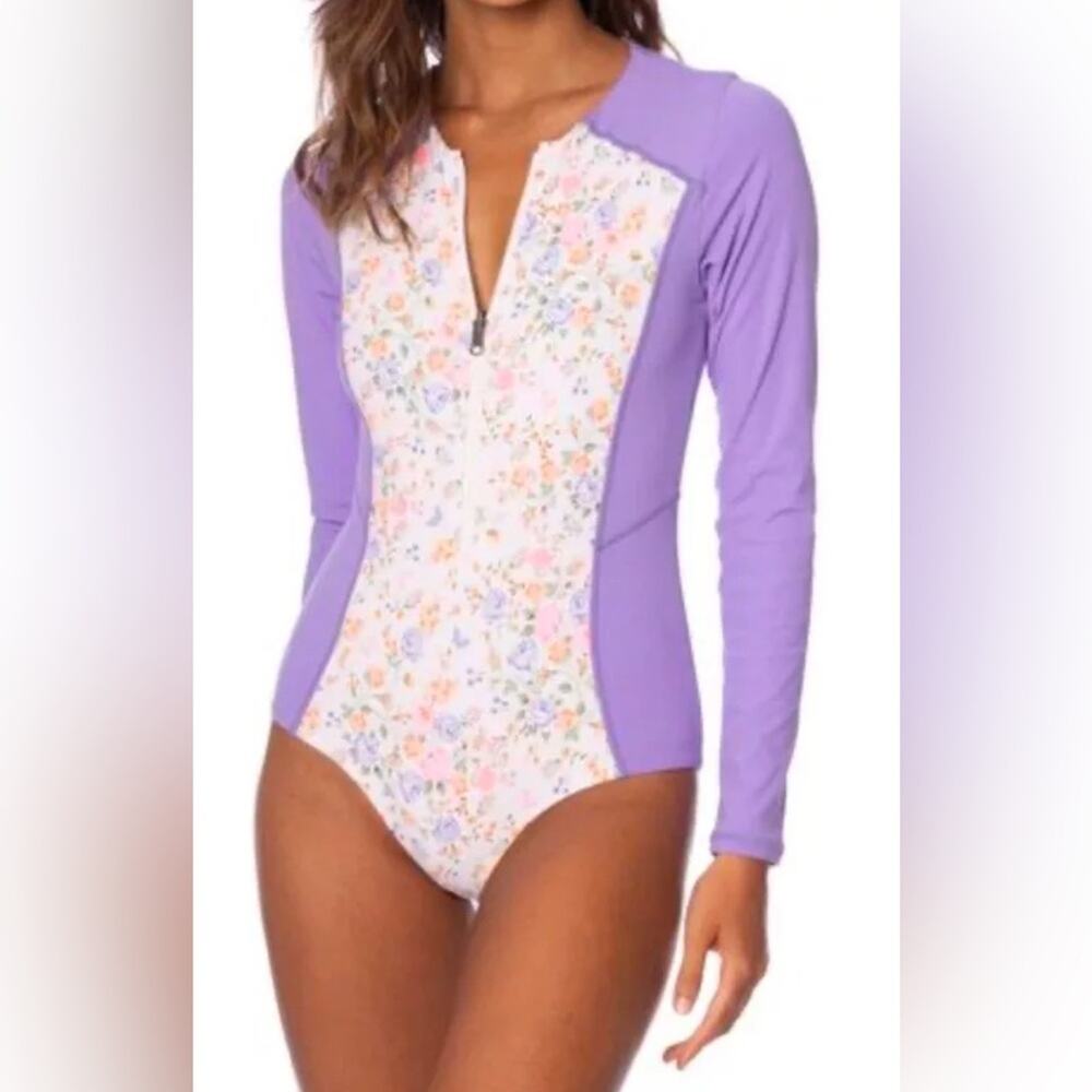 Maaji Backyard Triton Reversible Long Sleeve One-Piece Swimsuit Small NWT